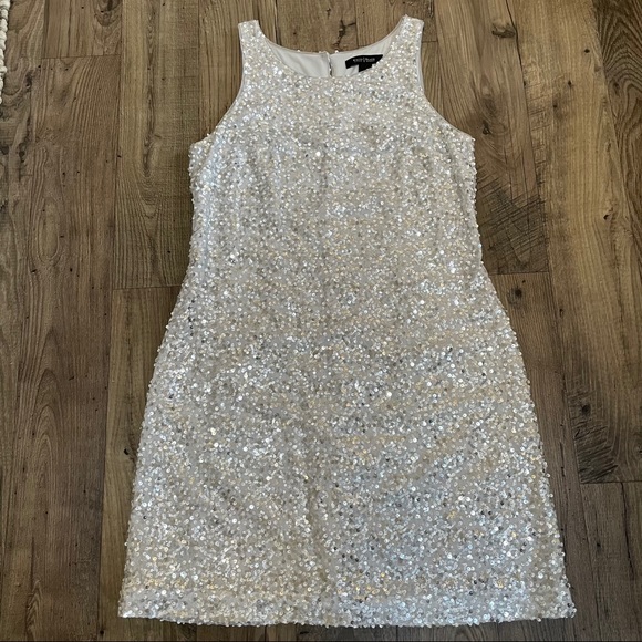 WHBM Silver Sparkle Shift Sequin Dress - Picture 4 of 9